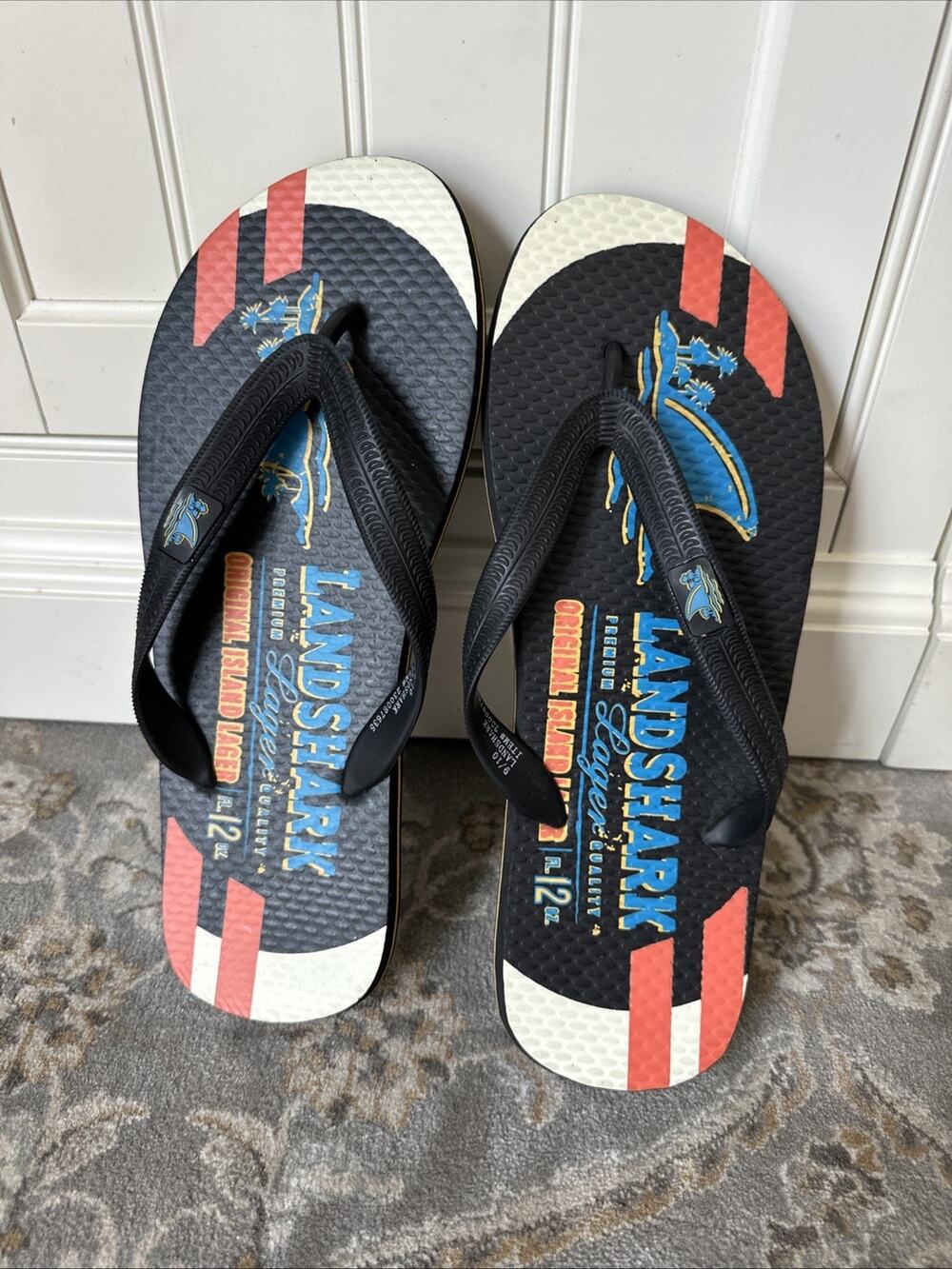 LandShark Men's Flip Flops Black size 9/10 Premier Lager advertising